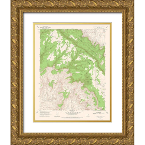 Blackburn Canyon Utah Quad - USGS 1968 Gold Ornate Wood Framed Art Print with Double Matting by USGS