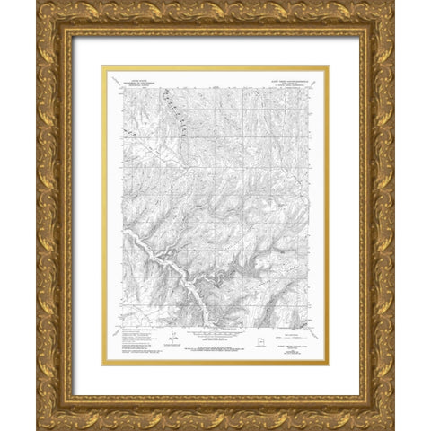 Burnt Timber Canyon Utah Quad - USGS 1966 Gold Ornate Wood Framed Art Print with Double Matting by USGS