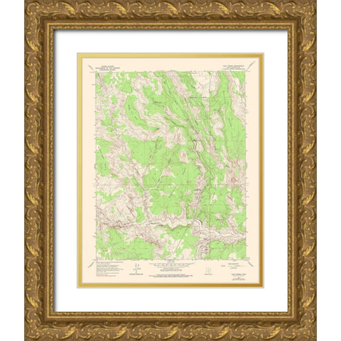 Calf Creek Utah Quad - USGS 1964 Gold Ornate Wood Framed Art Print with Double Matting by USGS