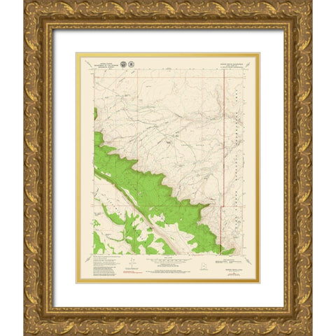 Sooner Bench Utah Quad - USGS 1954 Gold Ornate Wood Framed Art Print with Double Matting by USGS