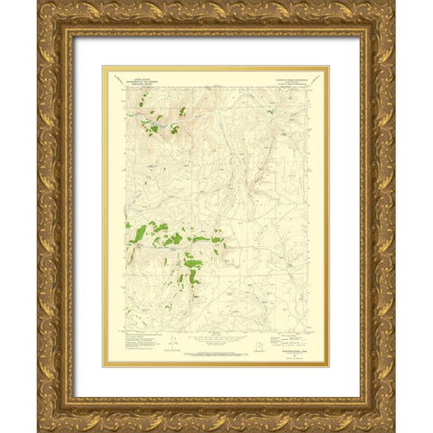 Sheeppen Creek Utah Quad - USGS 1969 Gold Ornate Wood Framed Art Print with Double Matting by USGS