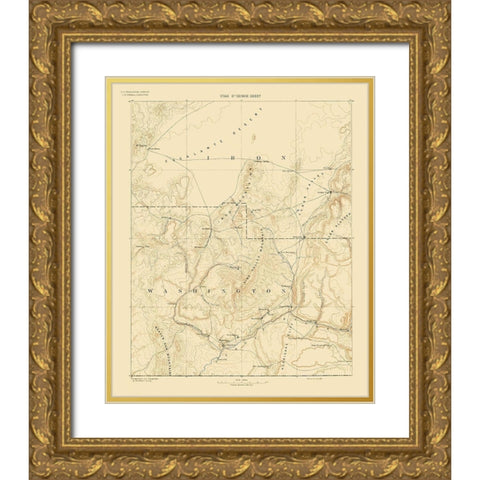 St George Utah Sheet - USGS 1891 Gold Ornate Wood Framed Art Print with Double Matting by USGS