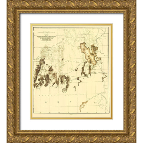 Utah Railroad Survey, Map 2 - Siebert 1855 Gold Ornate Wood Framed Art Print with Double Matting by Siebert