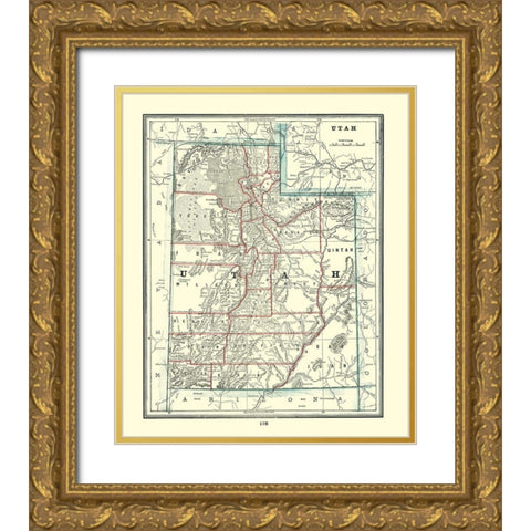 Utah - Rathbun 1893 Gold Ornate Wood Framed Art Print with Double Matting by Rathbun