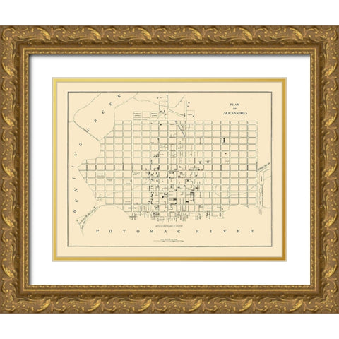 Alexandria Virginia - 1862 Gold Ornate Wood Framed Art Print with Double Matting by Unknown