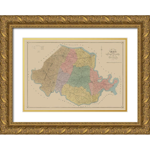 Chersterfield County Virginia - LaGrade 1888  Gold Ornate Wood Framed Art Print with Double Matting by La Prade