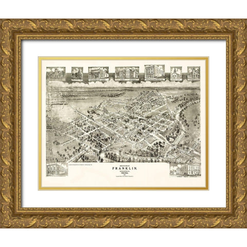 Franklin Virginia - Fowler 1907 Gold Ornate Wood Framed Art Print with Double Matting by Fowler