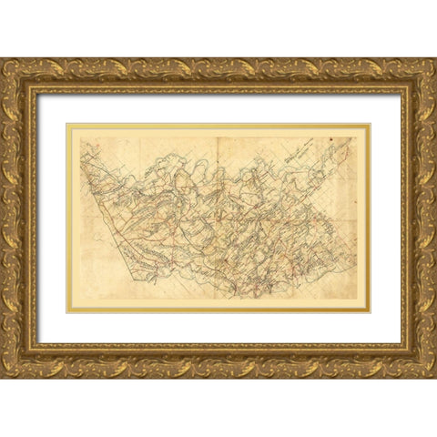 Hanover County Virginia - Strong 1860 Gold Ornate Wood Framed Art Print with Double Matting by Strong