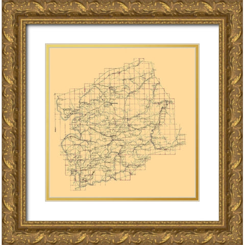 Montgomery County Virginia - 1860 Gold Ornate Wood Framed Art Print with Double Matting by Unknown