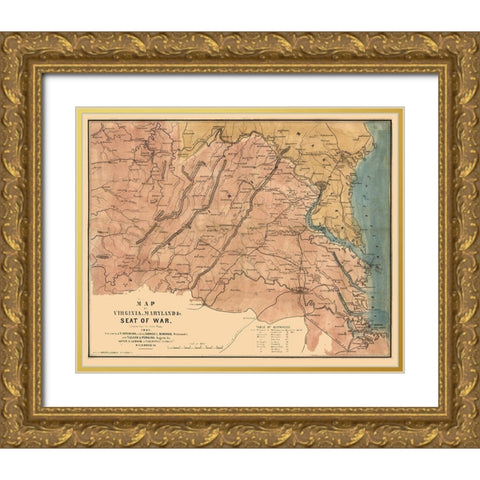 Seat of War Virginia - Ludwig 1861 Gold Ornate Wood Framed Art Print with Double Matting by Ludwig