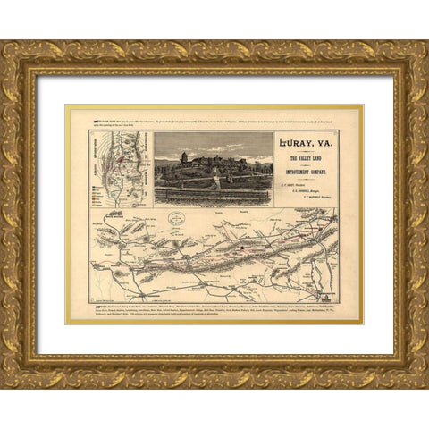 Valley of Virginia - 1890 Gold Ornate Wood Framed Art Print with Double Matting by Unknown