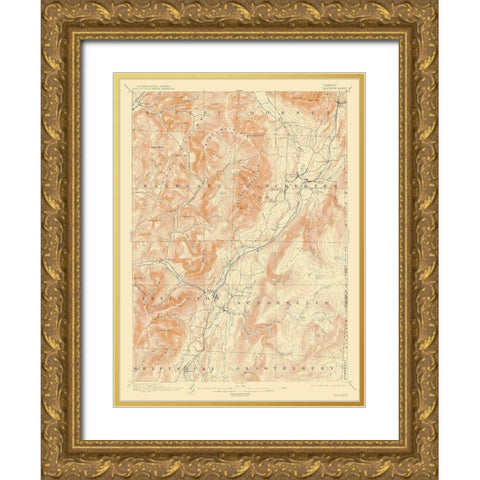 Equinox Vermont Quad - USGS 1900 Gold Ornate Wood Framed Art Print with Double Matting by USGS