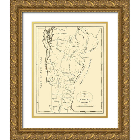 Vermont - Stockdale 1794 Gold Ornate Wood Framed Art Print with Double Matting by Stockdale