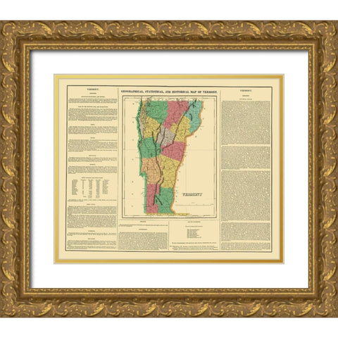 Vermont - Carey and Lea 1822 Gold Ornate Wood Framed Art Print with Double Matting by Carey