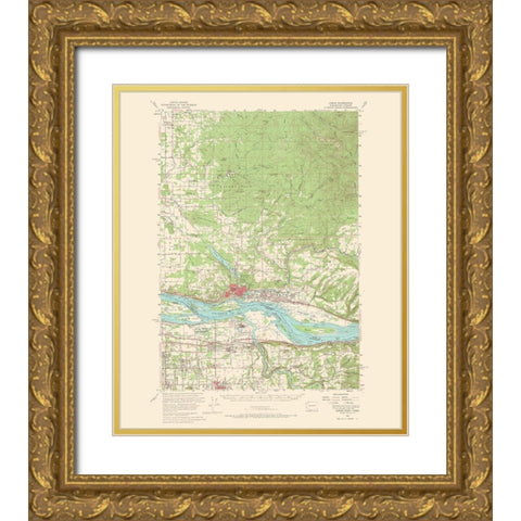 Camas Washington Oregon Quad - USGS 1966 Gold Ornate Wood Framed Art Print with Double Matting by USGS