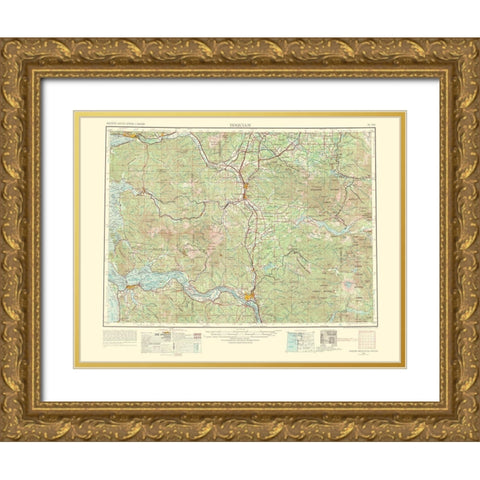 Hoquiam Washington Oregon Quad - USGS 1969 Gold Ornate Wood Framed Art Print with Double Matting by USGS