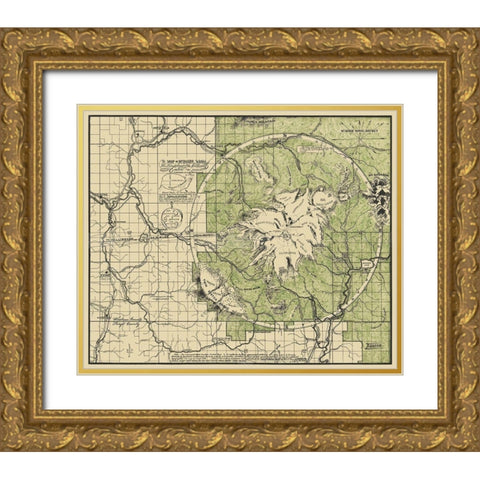 Mount Baker Washington - Easton 1912 Gold Ornate Wood Framed Art Print with Double Matting by Easton