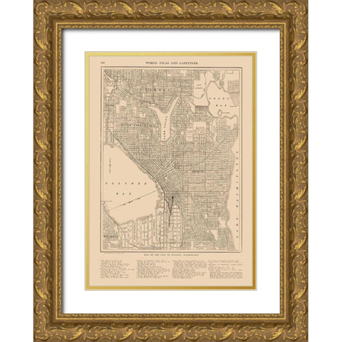 Seattle  Washington  - Reynold 1921 Gold Ornate Wood Framed Art Print with Double Matting by Reynold