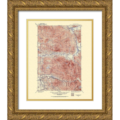 Stillaguamish Washington Quad - USGS 1899 Gold Ornate Wood Framed Art Print with Double Matting by USGS