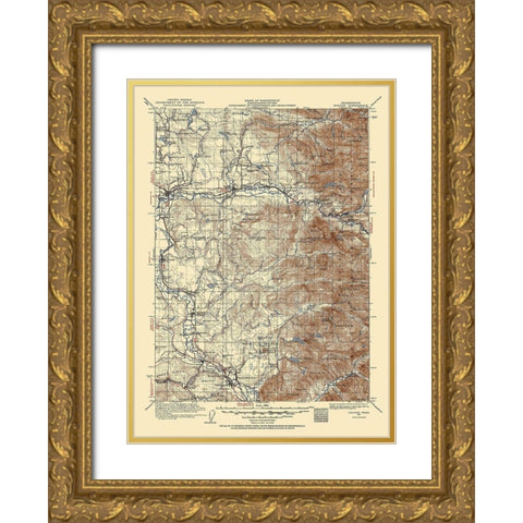Sultan Washington Quad - USGS 1921 Gold Ornate Wood Framed Art Print with Double Matting by USGS