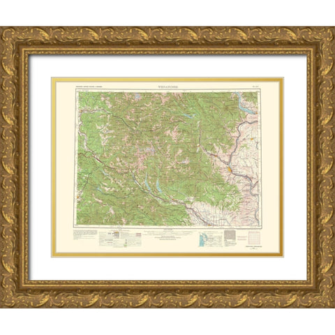 Wenatchee Washington Quad - USGS 1957 Gold Ornate Wood Framed Art Print with Double Matting by USGS