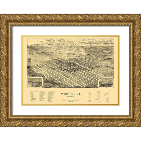 Yakima Washington - Spike 1889 Gold Ornate Wood Framed Art Print with Double Matting by Spike
