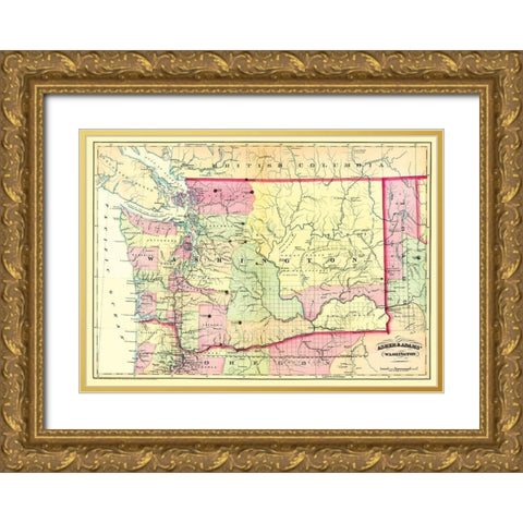 Washington - Asher  1874 Gold Ornate Wood Framed Art Print with Double Matting by Asher