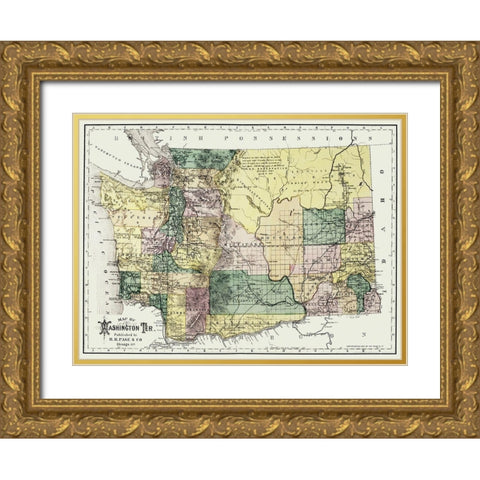 Washington Territory - Olympia - Page 1886 Gold Ornate Wood Framed Art Print with Double Matting by Page