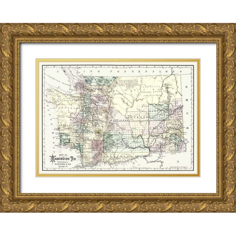 Washington Territory - Page 1883 Gold Ornate Wood Framed Art Print with Double Matting by Page