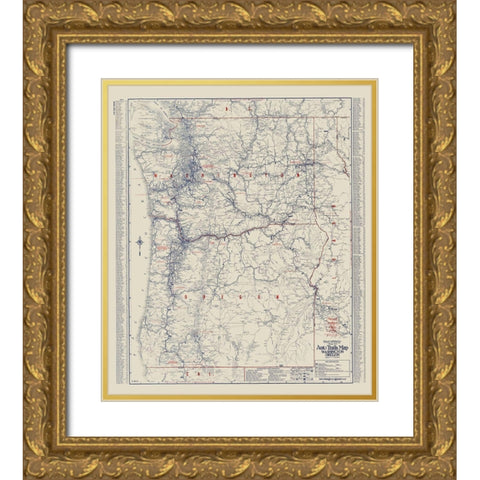 Washington, Oregon - Rand McNally 1925 Gold Ornate Wood Framed Art Print with Double Matting by Rand McNally