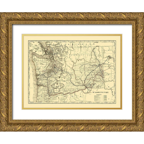 Washington -1896 Gold Ornate Wood Framed Art Print with Double Matting by Unknown