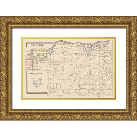Arena  Wisconsin - Brandt 1895 Gold Ornate Wood Framed Art Print with Double Matting by Brandt