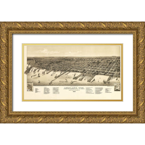 Ashland Wisconsin - Norris 1886  Gold Ornate Wood Framed Art Print with Double Matting by Norris