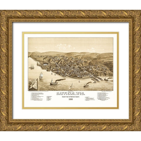 Bayfield Wisconsin - Norris 1886  Gold Ornate Wood Framed Art Print with Double Matting by Norris