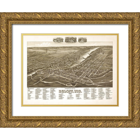 Beloit Wisconsin - American Pub Co 1890  Gold Ornate Wood Framed Art Print with Double Matting by American Pub Co