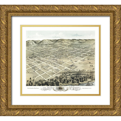 Boscobel Wisconsin - Stoner 1869  Gold Ornate Wood Framed Art Print with Double Matting by Stoner