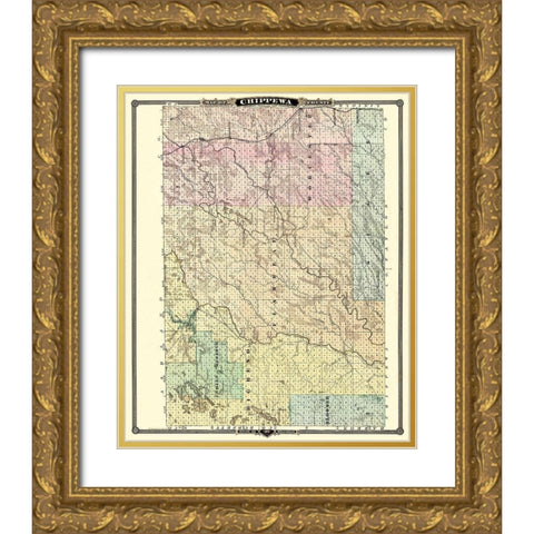 Chippewa  North Wisconsin - Snyder 1878 Gold Ornate Wood Framed Art Print with Double Matting by Snyder