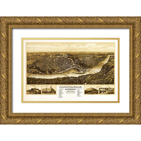 Chippewa Wisconsin - Wellge 1907  Gold Ornate Wood Framed Art Print with Double Matting by Wellge