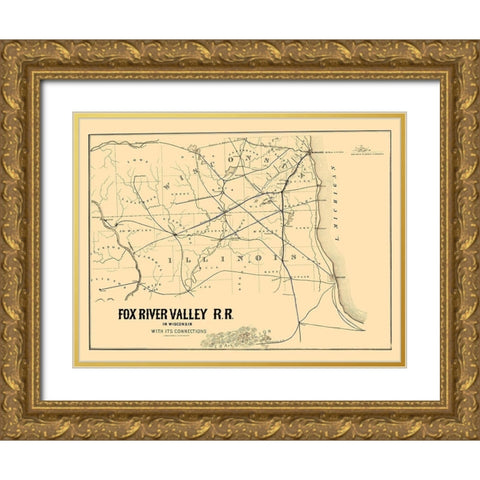 Fox River Valley Railroad - Lipman 1857 Gold Ornate Wood Framed Art Print with Double Matting by Lipman
