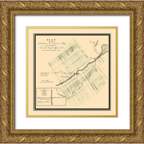 Green Bay Wisconsin - US Government 1821 Gold Ornate Wood Framed Art Print with Double Matting by US Government