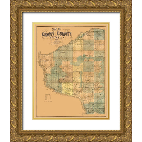 Grant County Wisconsin - Wilson 1857  Gold Ornate Wood Framed Art Print with Double Matting by Wilson