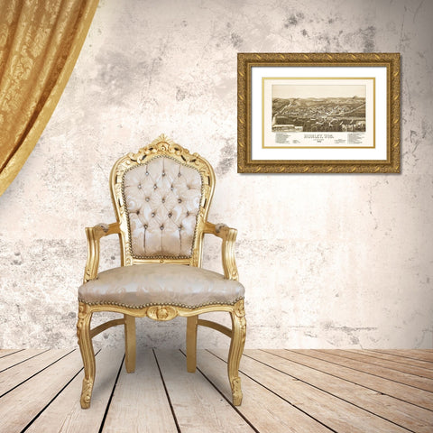 Hurley Wisconsin - Norris 1886  Gold Ornate Wood Framed Art Print with Double Matting by Norris