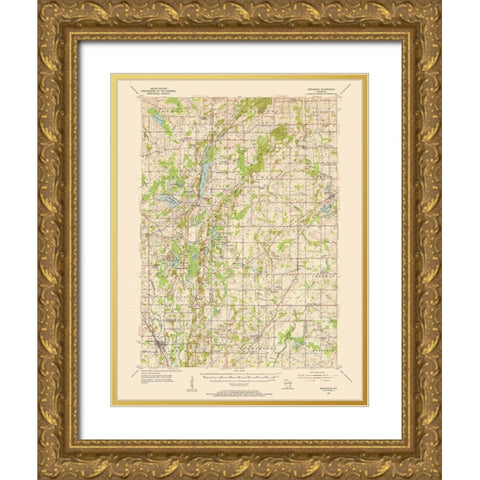 Kewaskum Wisconsin Quad - USGS 1955 Gold Ornate Wood Framed Art Print with Double Matting by USGS