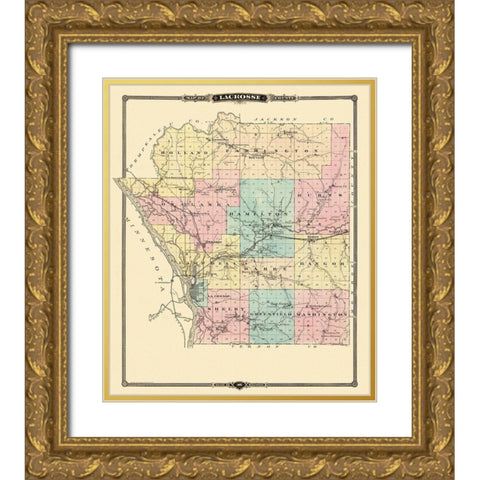 La Crosse Wisconsin Landowner - Snyder 1878 Gold Ornate Wood Framed Art Print with Double Matting by Snyder