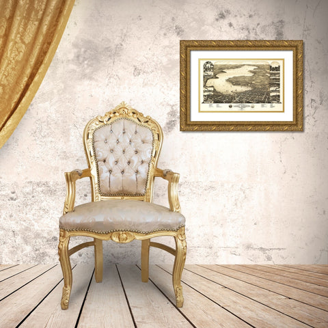 Lake Geneva Wisconsin - Poole 1882  Gold Ornate Wood Framed Art Print with Double Matting by Poole