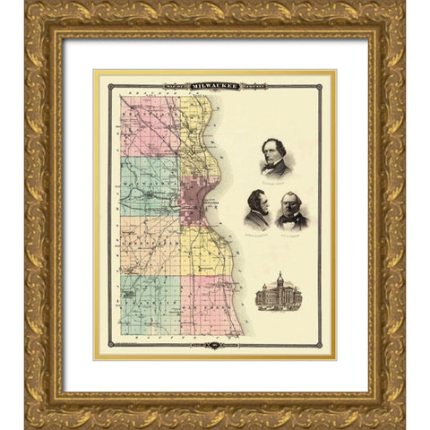 Milwaukee Wisconsin Landowner - Snyder 1878 Gold Ornate Wood Framed Art Print with Double Matting by Snyder