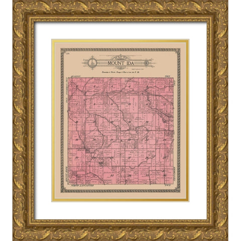 Mount Ida Township  Wisconsin - Ogle 1918 Gold Ornate Wood Framed Art Print with Double Matting by Ogle