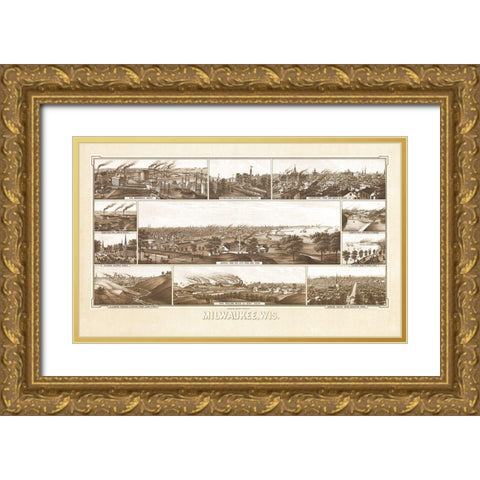 Milwaukee Wisconsin - Beck 1882  Gold Ornate Wood Framed Art Print with Double Matting by Beck