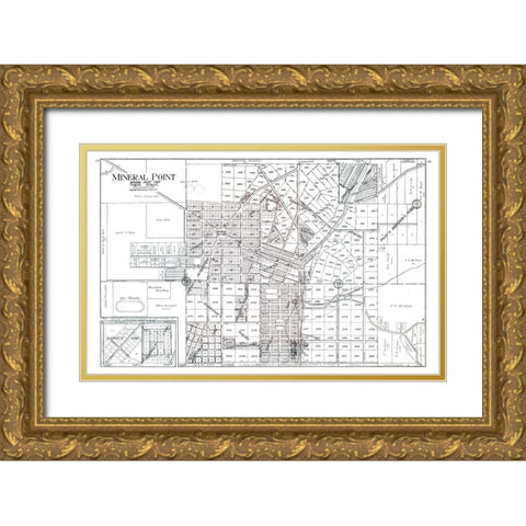 Mineral Point  Wisconsin - Ogle 1915 Gold Ornate Wood Framed Art Print with Double Matting by Ogle