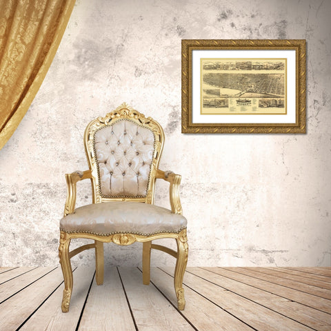 Racine Wisconsin - Stoner 1883  Gold Ornate Wood Framed Art Print with Double Matting by Stoner